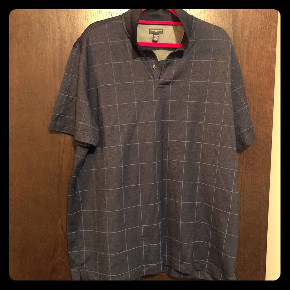 NWOT- Van Heusen blue plaid polo shirt XL